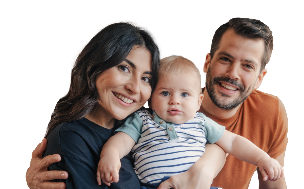 couple holding baby